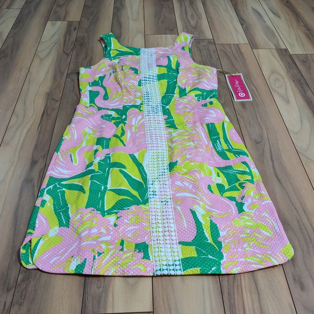 NWT! Lilly Pulitzer Target Flamingo Fan Dance Shift Dress Size 6 - Picture 2 of 15